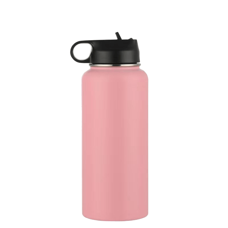 1pc 550ml (304 Inner Layer & 201 Outer Layer) Double Walled Stainless Steel  Vacuum Portable 20oz Tumbler With Light Pink Spray Painted Surface