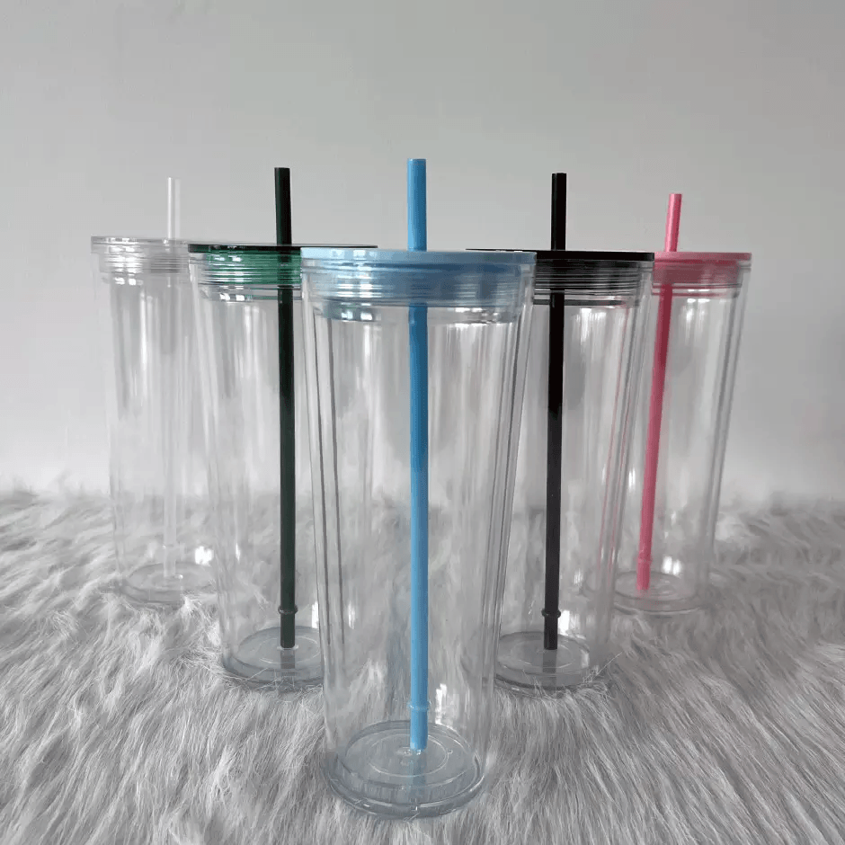 20oz Double Wall Acrylic Tapered Tumbler With Straw And Dome Lid