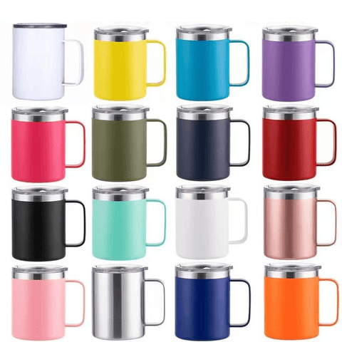 12oz CASE (16/25 UNITS) Cute Coffee Mug Tumbler Bulk Insulated Tumbler Whit handle