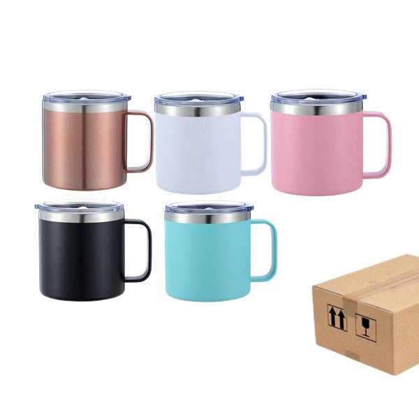 12oz CASE (16/25 UNITS) Cute Coffee Mug Tumbler Bulk Insulated Tumbler Whit handle