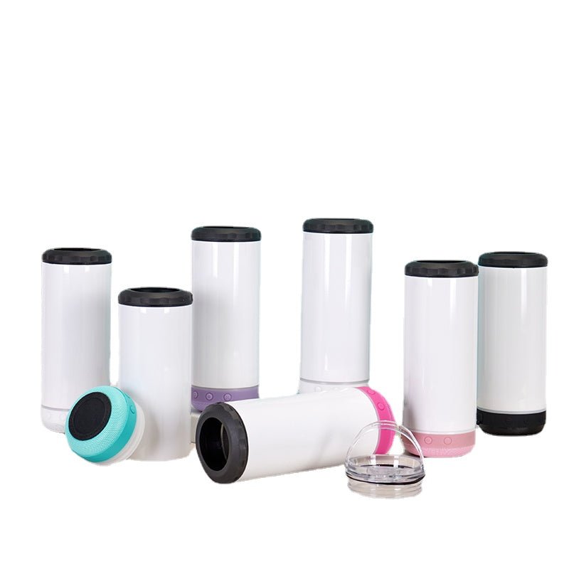 16oz CASE (25 UNITS) Sublimation Bluetooth Speaker Skinny Slim Can Cooler Tumbler