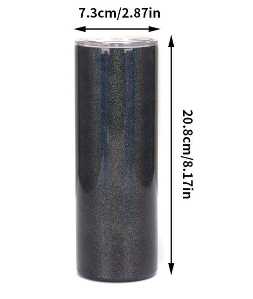 20oz glitter sublimation skinny strainght tumbler black white bulk glitter for tumblers - Tumblerbulk