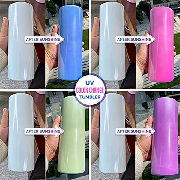 20Oz Glitter Uv Glowing Color Changing And Glow In The Dark Skinny Straight Sublimation Blanks Tumblers