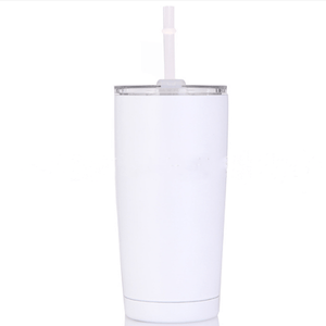 20oz Regular Sublimation Blanks White +Shrink bag tumbler with lid and straw