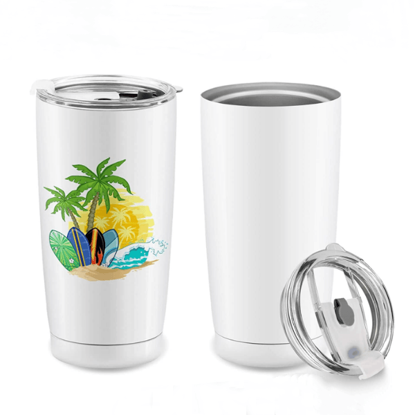 20oz Regular Sublimation Blanks White +Shrink bag tumbler with lid and straw