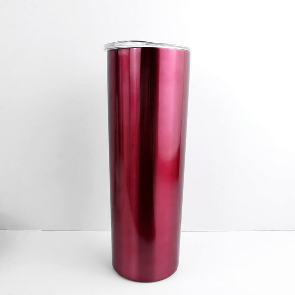 20oz skinny tumbler black white stainless steel double wall insulaiton with lid and straw