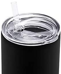 20oz skinny tumbler black white stainless steel double wall insulaiton with lid and straw