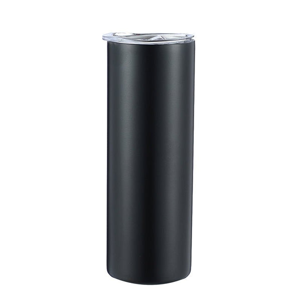 30oz Skinny Tumbler Black White Stainless Steel Double Wall Insulaiton with Lid and Straw