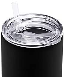 30oz Skinny Tumbler Black White Stainless Steel Double Wall Insulaiton with Lid and Straw