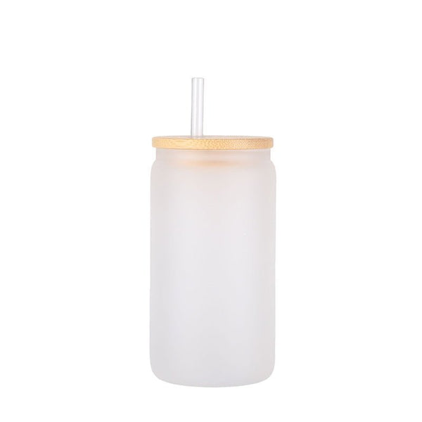 Case of 16/32/50pcs 16oz Glass Tumbler With Straw Beer Can Shaped Glasses with Bamboo Lids and Straw - Glass Cups, Beer Glasses, Cute Tumbler Cup