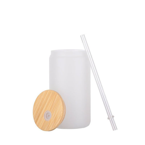 Case of 16/32/50pcs 16oz Glass Tumbler With Straw Beer Can Shaped Glasses with Bamboo Lids and Straw - Glass Cups, Beer Glasses, Cute Tumbler Cup