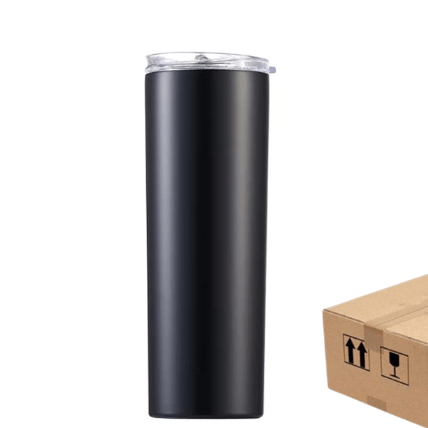 Case of 20oz&30oz Matte Straight Skinny Tumblers in Bulk Stainless Steel Tumblers in Black - Tumblerbulk