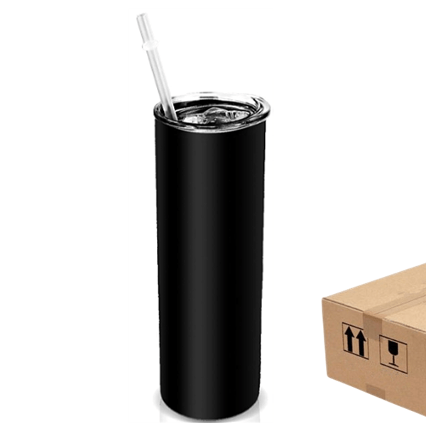 Case of 20oz&30oz Matte Straight Skinny Tumblers in Bulk Stainless Steel Tumblers in Black - Tumblerbulk