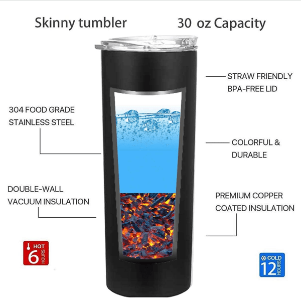 Case of 20oz&30oz Matte Straight Skinny Tumblers in Bulk Stainless Steel Tumblers in Black