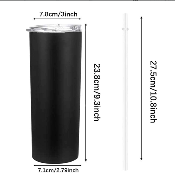 Case of 20oz&30oz Matte Straight Skinny Tumblers in Bulk Stainless Steel Tumblers in Black