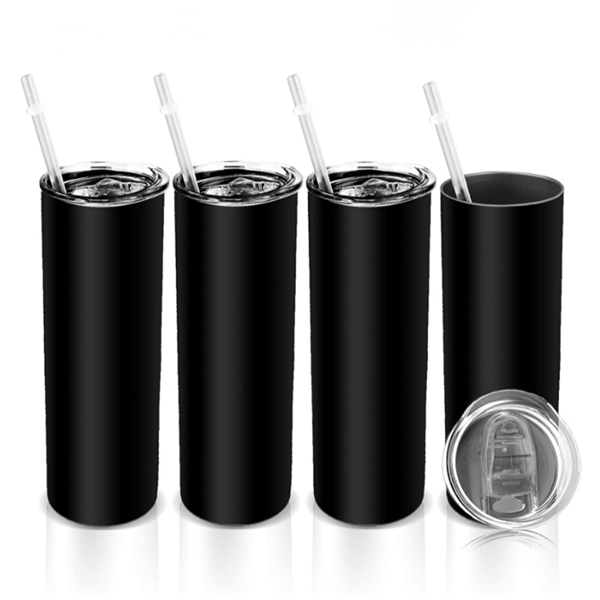 Case of 20oz&30oz Matte Straight Skinny Tumblers in Bulk Stainless Steel Tumblers in Black