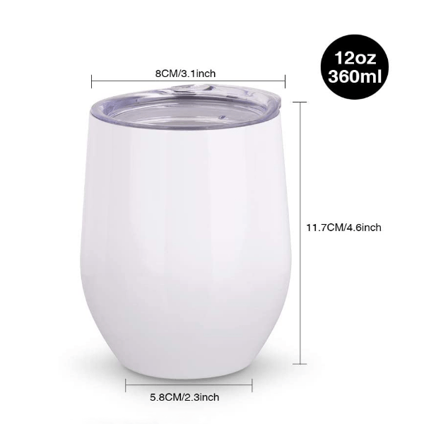 Case of 16psc*12oz Sublimation Wine Tumbler Double Walled Insulation Vacuum With Lid