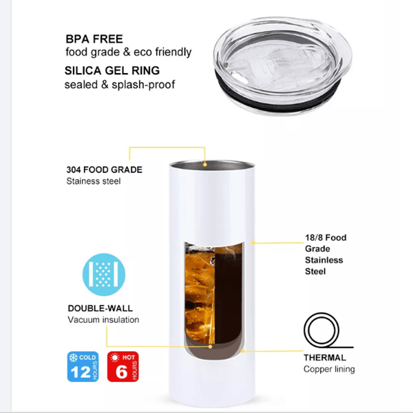 Case of 1/25*20oz matte blanks straight sublimation tumblers