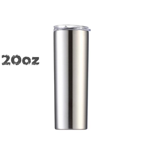 Case of 30 *20oz Skinny Tumblers Stainless Steel Wholesale Tumblers Cups (silver / Sublimation silver)