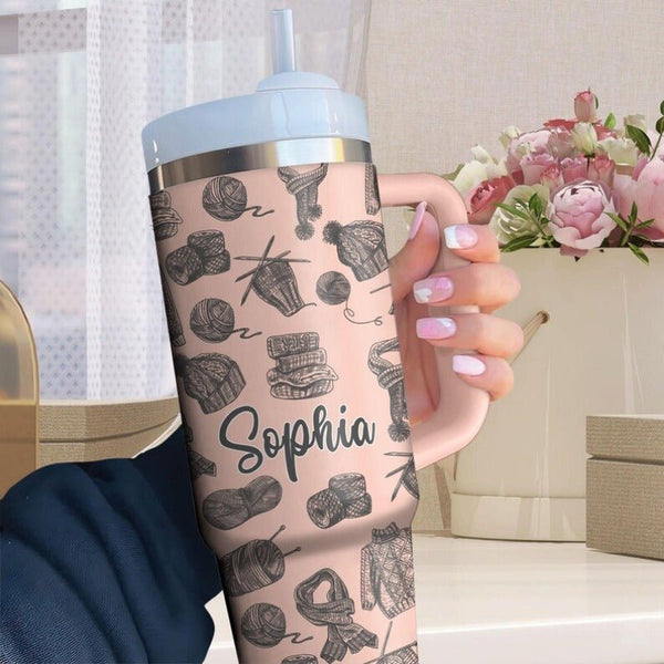 Laser Personalized Customized 40oz H2.0 Tumbler Stainless Steel Double Wall Insulated Cup with Handle, - Tumblerbulk