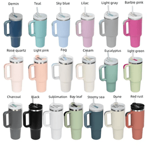 Laser Personalized Customized 40oz H2.0 Tumbler Stainless Steel Double Wall Insulated Cup with Handle, - Tumblerbulk