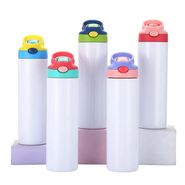 JIAOAO 2 Pcs Sublimation Sippy Cups,Stainless Steel Straight Thermos Cup  Student Water Cup Children'S Straw Cup Cute Stainless Steel Water Cup With