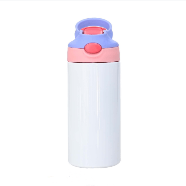 12oz Stainless Steel Sublimation Toddler Water Bottle/Sippy Cup - Kids  Spill Proof Thermos for Water/Milk + Double Wall Vacuum Insulated Tumbler  with Handle and Shrink Films (PurplePink)