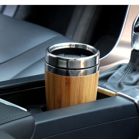 450ml Bamboo Travel Tumbler Stainless Steel Coffee Mug With Leak-Proof  Cover Insulated Thermos Eco-Friendly Wood Dropshipping