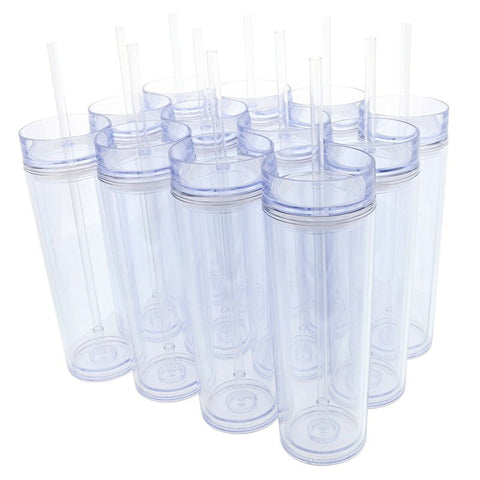 STRATA CUPS 24 Pack Skinny Clear Tumblers with Lid and Straw Bulk - 16oz  Double Wall White Acrylic T…See more STRATA CUPS 24 Pack Skinny Clear