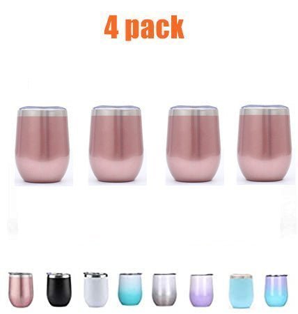 COKTIK 12oz 12 Pack Wine Tumbler with Lid Stemless Insulated Wine Glasses Double Wall Vacuum Stainless Steel Travel Tumbler for Cold & Hot Drinks