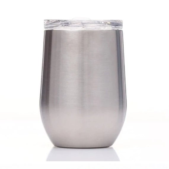 White 12 oz Wine Tumbler - Vacuum Insulated Tumbler w/Clear Lid –  CustomHappy