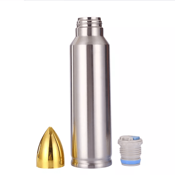 Caliber Gourmet Bullet Shaped Thermos Bottle - 17oz Novelty Bullet Tumbler  Thermos, Vacuum Insulated Stainless Steel Flask, Ideal for Hunters