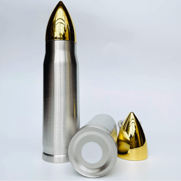 Bullet Shaped Thermos Bottle 17 Ounces, Vacuum Insulated - Great for your  Camping Accessories or Camping Gear. (Golden)