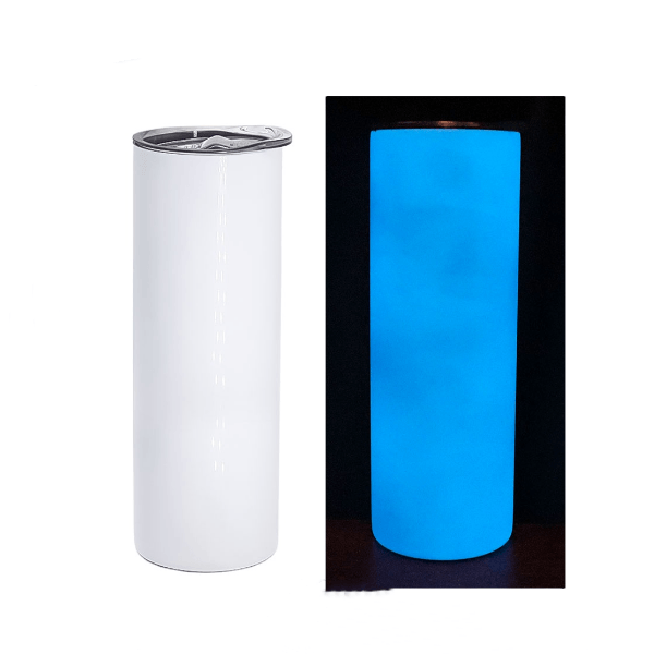 Tswofia 8 Pack Glow in The Dark Sublimation Tumblers 20 oz Skinny Straight, Sublimation Blanks Tumbler Bulk Glow in The Dark, with Shrink Wrap Film