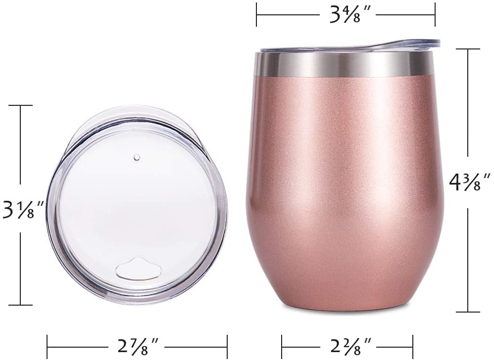 48pcs Wine tumbler stemless glasses stainless steel cup insulation double  walled with lid – Tumblerbulk